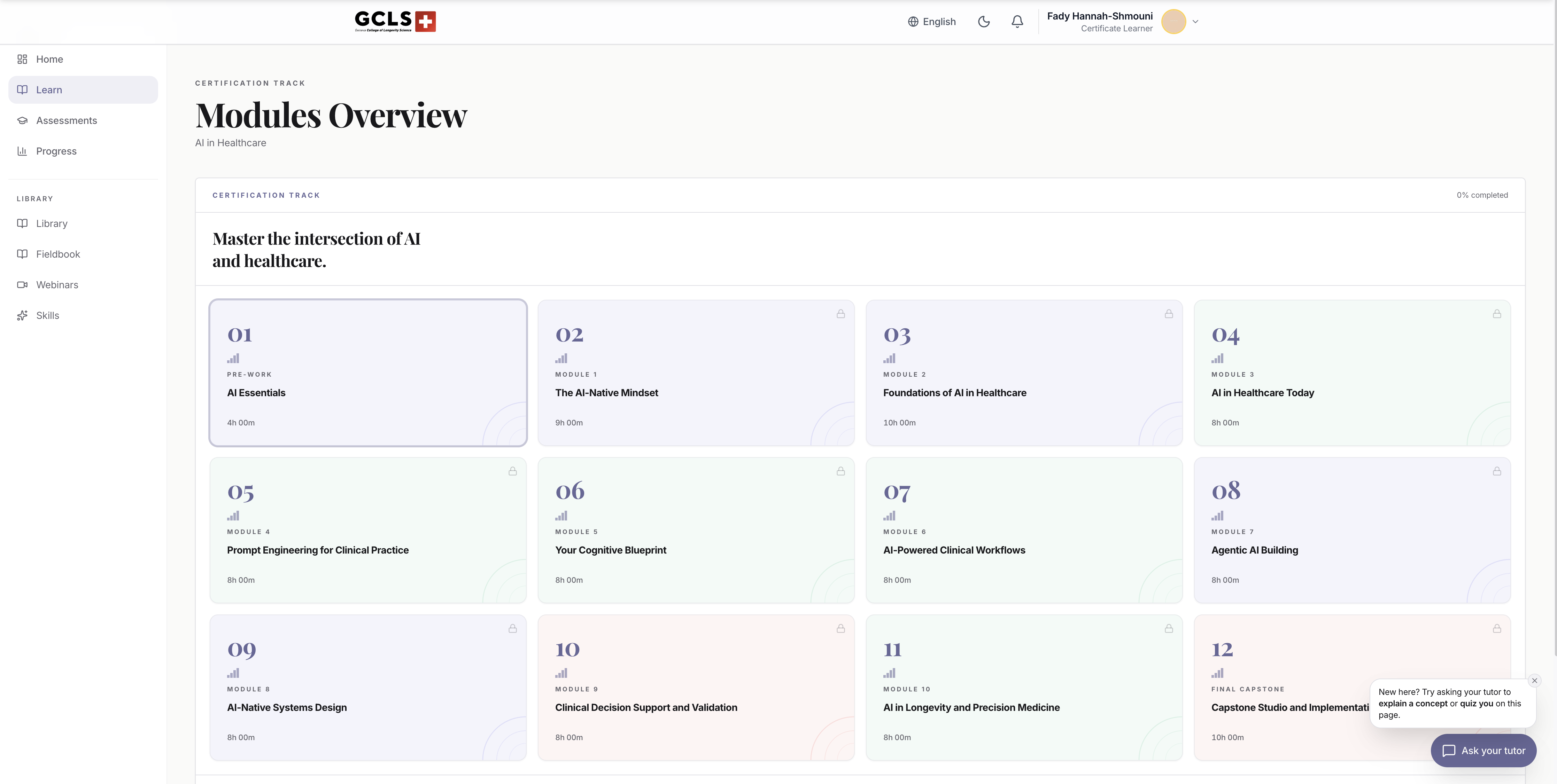 GCLS AI in Healthcare course modules