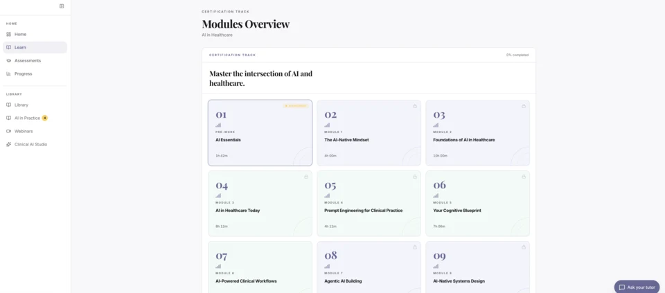 GCLS AI in Healthcare modules overview
